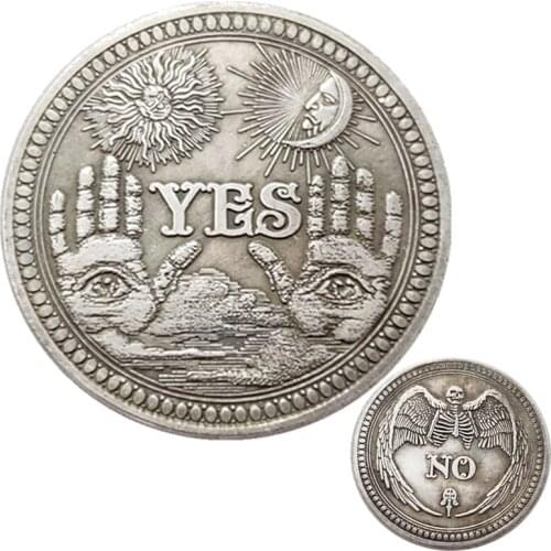 Hot Sale 2021 Yes/No Gothic Prediction Decision Coin All Seeing Eye Or Death Angel Nickel USA Morgan Dollar Coin Wholesale