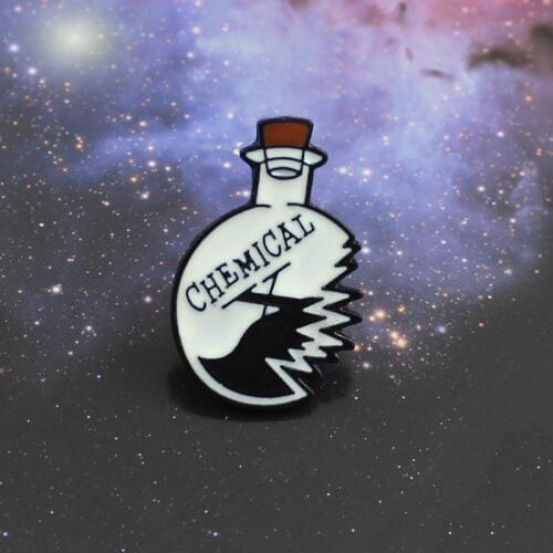 Chemical Bottle Cartoon Brooch Closeup "Clumsy Professor/Chemical X" Enamel Pin Knit Jacket Badge Science Lovers Friends Gifts