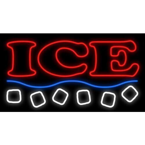Crushed Ice Sign Custom Handmade Real Glass Tube Drink Bar Store Shop PUB Advertise Decoration Display Neon Signs 19"X10"