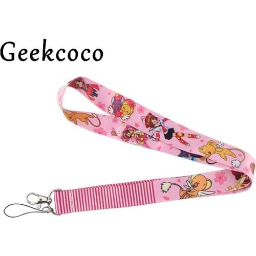 Card Captor anime lanyard keychains Accessory For Mobile Phone USB ID Badge Holder Keys Straps Tags Neck lanyard for girls J0543
