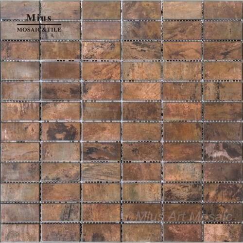 Brick pattern copper metal mosaic tile for home decoration