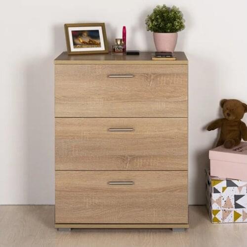 3 Drawer Chest of Drawers Modern Dresser Cabinet MDF Oak Wooden Top for Living Room Entryway Home Decor Easy Assembly