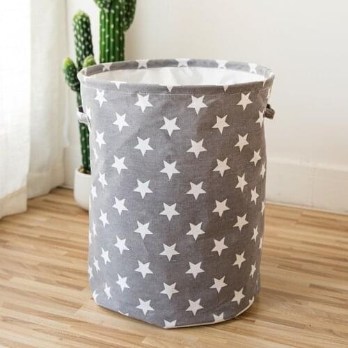 35*45cm / Star Laundry Basket for Toys Storage Basket Kids Cotton Linen Storage Bucket Collapsible Foldable Household Organizer
