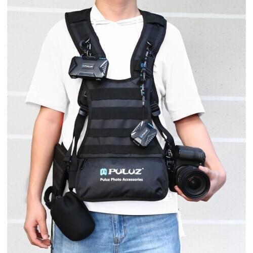 PULUZ Multi-functional Bundle Double Shoulders Padded Strap Waist Belt Holder Holster for SLR / DSLR Cameras