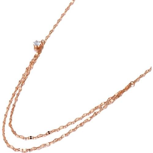 Trendy 316L Stainless Steel Double-layer Chains Choker Necklace Bohemia CZ Crystal Pendant Necklace For Women N20106