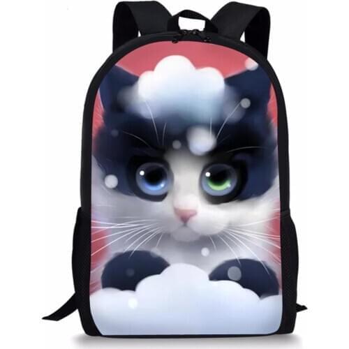 Fashion Childrens School Backpack Fantasy Cats Pattern Kids School Book Bags Cartoon Animal Painting Travel Backpack