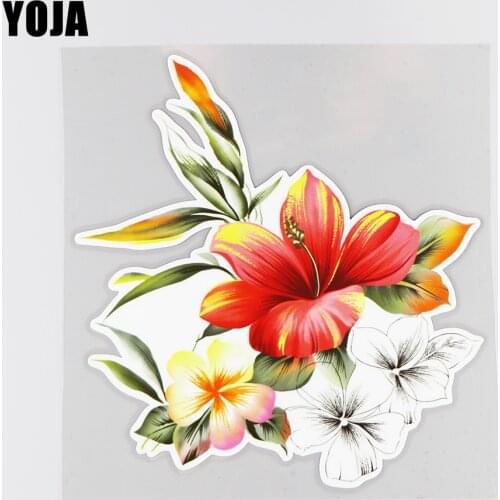 YOJA 19.3×20.3CM Plant Flower Body Modification Car Accessories Scratch Blocking Decoration Stickers 19B-0053