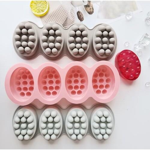New 4 Cavity 4 Shapes Soap Silicone Mold for Making Soaps 3D Diy Spa Handmade Mould Decoration Massage Therapy Tray Tools