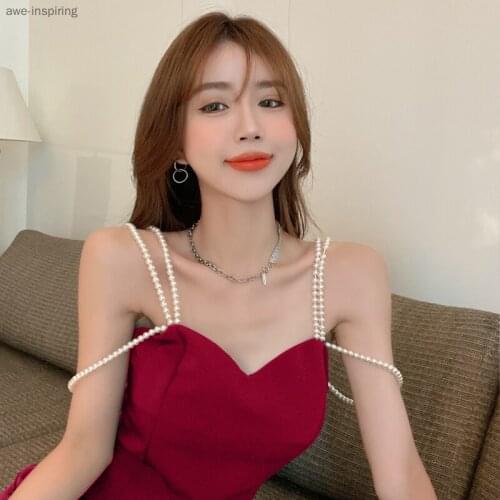 2021 Summer New Dress Sexy Sling Waist Thin Temperament Pure Color Niche Strapless Fashion Bag Hip Personality Trend