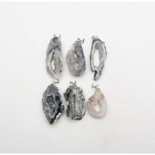 Fashion 6pc new small Agates tablets natural stone Pendant Necklace for jewelry making charm accessories free shipping wholesale