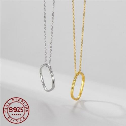 925 Sterling Silver Women Necklace Classic Geometry Square Pendant Necklace for Women Bride Wedding Jewelry Accessories Gift