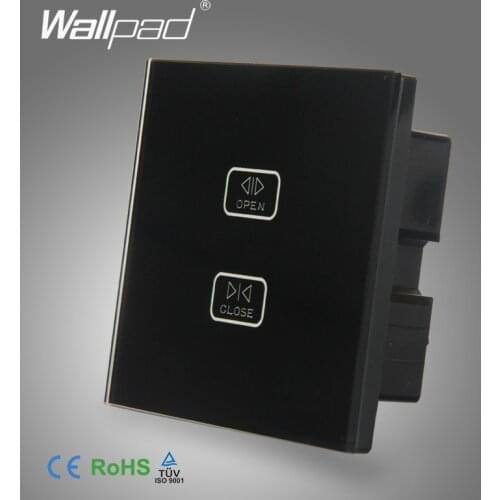 Curtain Switch Factory Direct Sales Wallpad Black Tempered Glass Switch 2 Gang Touch Curtain Shutter Window Control Wall Switch