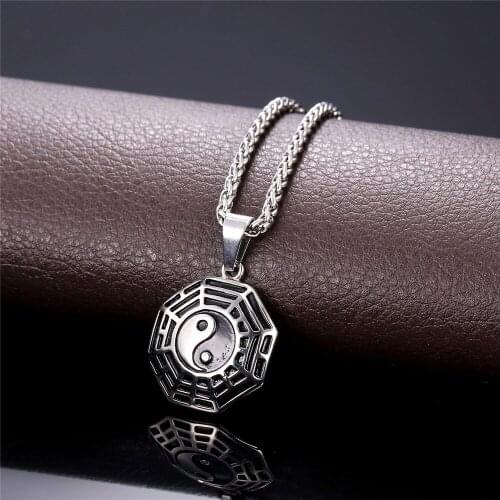 Collare Yin And Yang Pendant Tai Ji/Zen Jewelry 316L Stainless Steel Gold Color Lucky Chinese Taoism Necklace P153