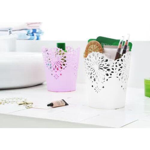 Pastoral Style Hollow Flower Brush Storage Pen Pencil Pot Holder Container Desk Organizer Gift Makeup Brush Holder