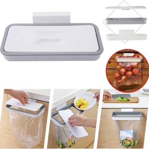 Portable Plastic Garbage Hanging Bag Kitchen Trash Storage Rack Bag Hook Scouring Pad Dry Shelf Holder Kitchen Organzier