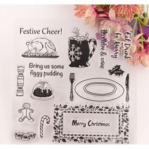 Tableware Transparent Seal Clear Silicone Stamp Cutting DIY Scrapbooking Rubber Coloring Embossing Decor Reusable 15.5*15.5cm