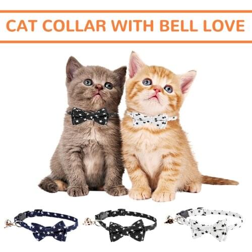 Durable Cats Dogs Harness Collar Lead Strap Belt Bowknot cotton plaid cat collar bowknot detachable bell pet supplies cat Ring