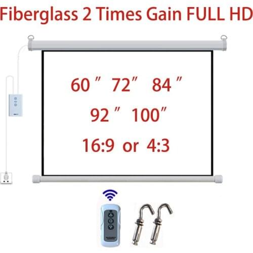 Remote Control Electric Projector Screen Fiberglass Composite Fabric 2 Times Gain Display For Conference Exhibition Home Theater