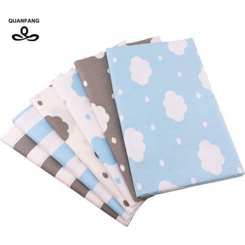 QUANFANG cloud Series Printed Twill Cotton Fabric,DIY Quilting /Sewing For Baby/ Children Sheet/Pillow Cushion/Toys /Half meter