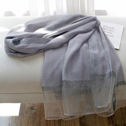 Silk scarf female summer thin section solid color long paragraph wild water ripple shawl shawl scarves spring and autumn