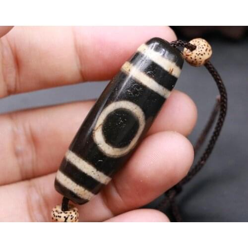 Treasure Magic LKbrother Top Quality Magic Power Tibetan Old Agate Heaven&earth dZi Bead Amulet 52*17MM
