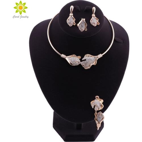 Wedding Bridal Jewelry Sets Crystal African Beads Jewelry Set Gold Color Nigerian Statement Necklace Earrings Set