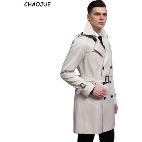 CHAOJUE Mens medium long black trench coat 2017 spring fashion oversized 6XL funky dress coat luxurious trench coats for men