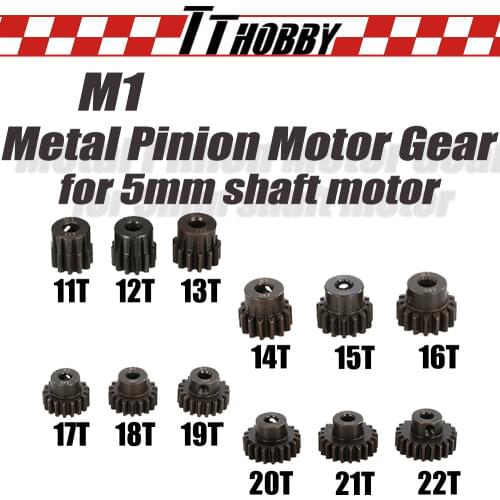 TTHOBBY 3PCS M1 Gear Metal Pinion Motor Gears 5mm Shaft Motors 11T 12T 13T 14T 15T 16T 17T 18T 19T 20T 21T 22T for 1/8 RC Car