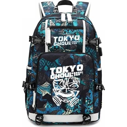 Unisex Funny 18 Inch Men/Women Tokyo Ghoul Cartoon Laptop Bag Zipper Back Pack Teenager Oxford Outdoor Backpack Travel Backpack