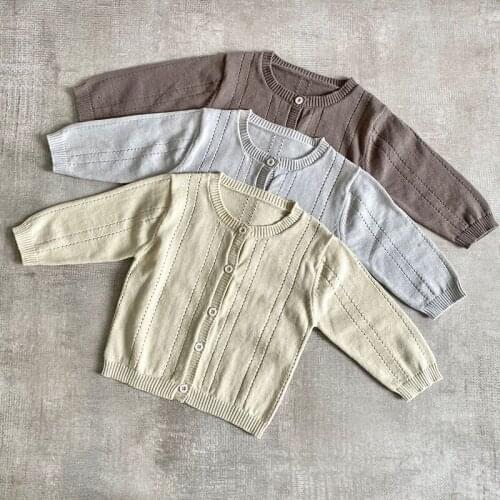 Spring Infant Coat Spring Baby Kids Girls Pure Color Cardigan Coat Hollow Out Cute Girls Long Sleeve Knitted Cardigan Coat