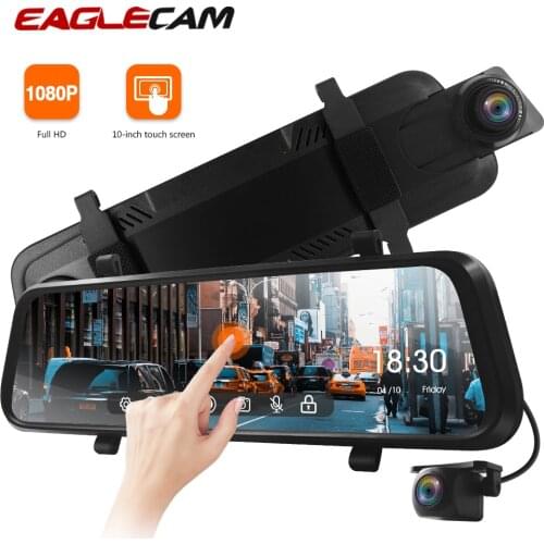 Car Dvr Touch Screen Camera Auto Rearview Mirror Video Recorder 10 Inch Full HD 1080P Dash Cam Two Camera Registrar Camcorder