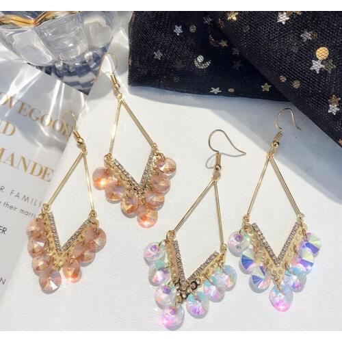 Party Bohemian Drop Earring Crystal 1Pair Long Tassel Colorful Dangle Beads Seaside 6 Colors High Quality Fashion Jewelry