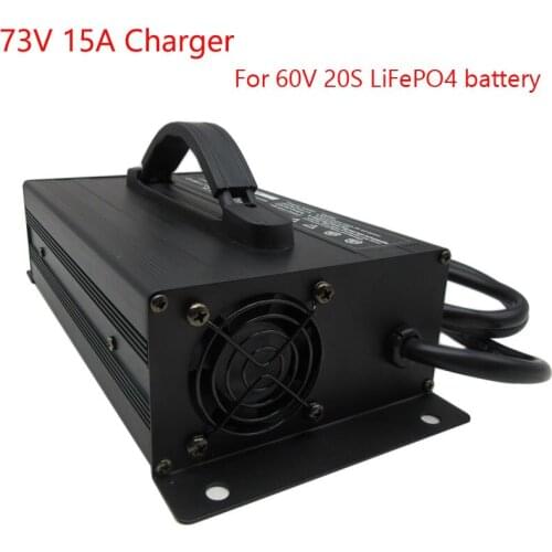 1200W 60V 15A Charger Output 73V 15A LiFePO4 Charger Used for 60V 20S LFP LiFePO4 Battery pack Input 220V / 110V