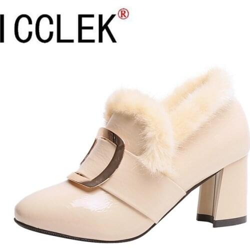 Women Cute Sweet High Quality White Pu Leather High Heel Boots Lady Casual Autumn & Winter Warm Boots Cool Shoes