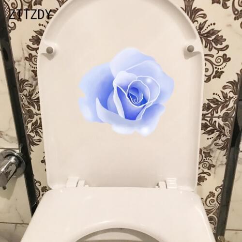 ZTTZDY 22.3*20.9CM Blue Rose Hand Drawn Creative Toilet Seat Stickers Home Living Room Wall Decal T2-0526