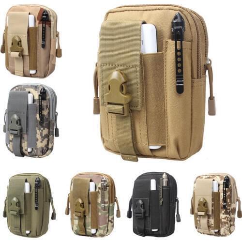 1Pcs Camouflage Tactical Military Camping Climbing Bag Canvas Molle Hip Waist Belt Wallet Pouch Purse Phone Case MKT064