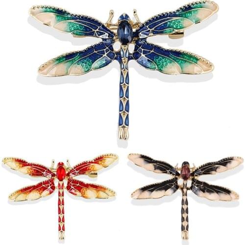 1PC Fashion Lovely Rhinestone Dragonfly Insect Brooch Lapel Pin Scarf Buckle Women Gift High Quality