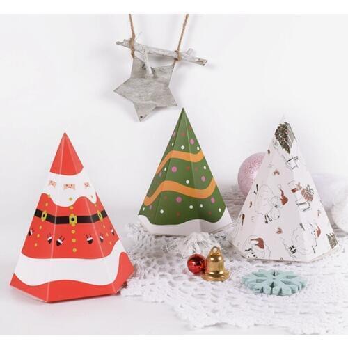 10 PCS/Set 3 Color Merry Christmas Santaclaus Candy Box Bag X-mas Gift Box Paper Box Gift Bag candy Container Supplies