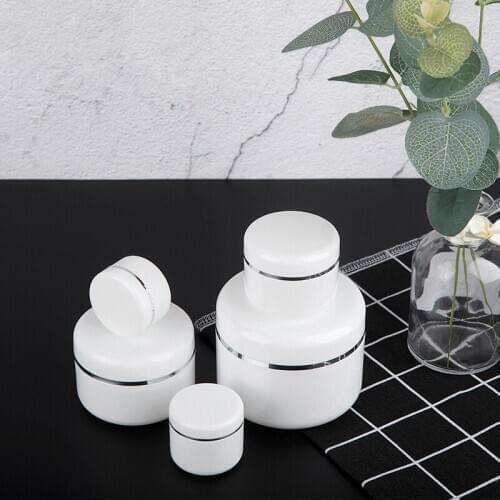 100g150g250g Refillable Bottles pot Cream jar Lotion bottle Cosmetic Container Silver side PP white cream jar Plastic box