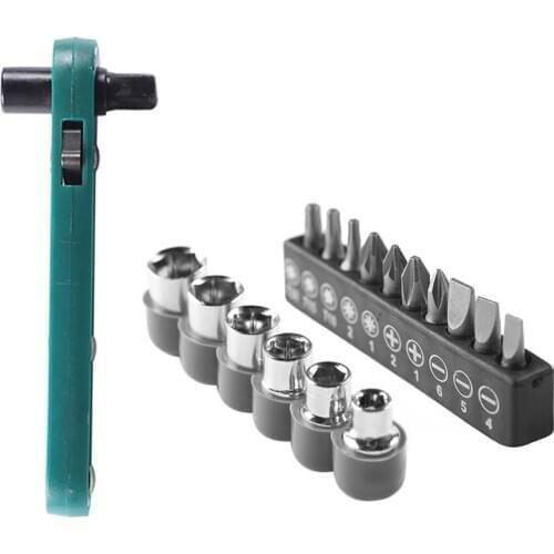 17pcs Screwdriver Combination Hand Tool Kit Ratchet Wrench Socket Wrench Torx Shank Magnetic Bits Hex Shank DIY Mini Hand Tools