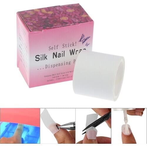 New Adhesive Silk Nail Protector Wrap Reinforce Tool Manicure Self Adhesive Silk Tape White UV Gel Acrylic Nail Art Tool 1pcs