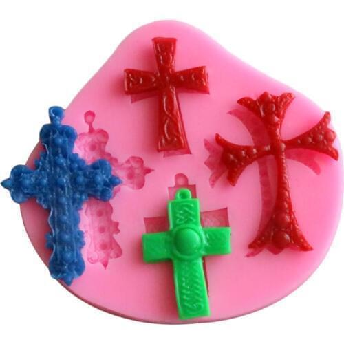 4 Hole Lace Cross Silicone Party Fondant Cup Cake Decorating Tools Chocolate Candy Sugar Mold 10x9x1.1cm Gift