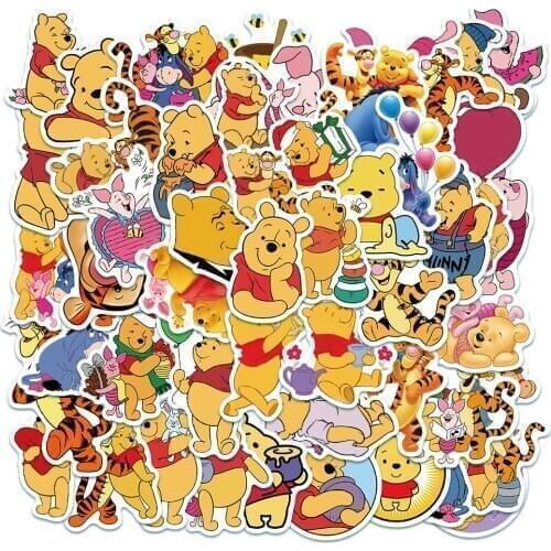 50 Cute Cartoon Anime Winnie The Pooh Hand Account Stickers Computer Ipad Mobile Phone Suitcase Stickers Childrens Classic Toys
