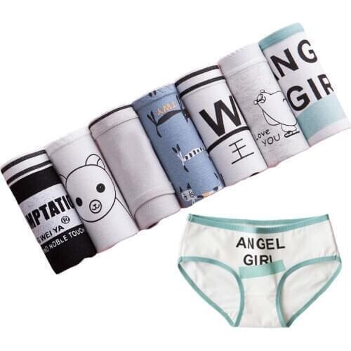 7Pcs/Lot Cotton Underwear Women Panties Fashion Middle Waist Underpants Womens Briefs Lingeries Comfortable Panty Plus Size New