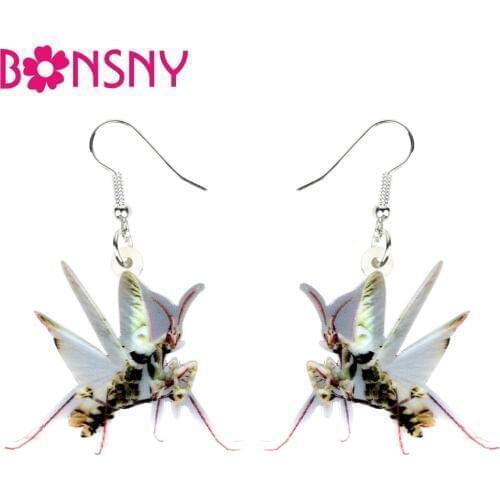 Bonsny Acrylic Unique Mantis Devil Horse Earrings Dangle Drop Big Long Fashion Insect Jewelry For Women Girls Ladies Accessories