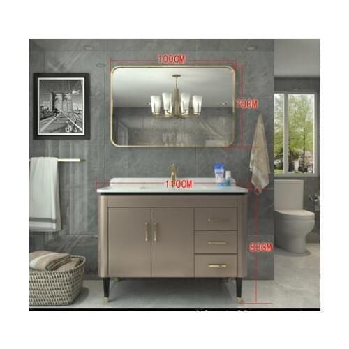 American Nordic light luxury bathroom cabinet combination modern minimalist solid wood floor wash basin wash basin cabinet bathr