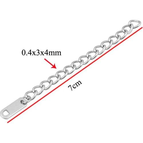 10pcs/lot Stainless Steel 7cm Extension chains for DIY Necklace and Bracelet Making Extend Tail Chains Wholesale