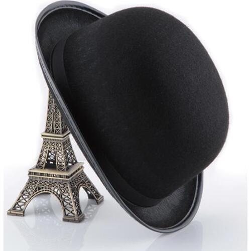 Black satin Felt hat magician gentleman adult 20S costume tuxedo Round cap Halloween XMAS party Fancy Dress Up Top Hats