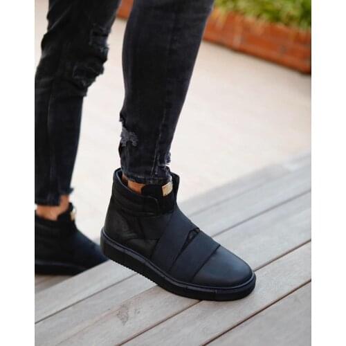 Black Men Boots Men Casual Shoes Sneakers Comfortable Walking Boot Leather Men Shoes Leather Men Black Casual Boot Men Still
