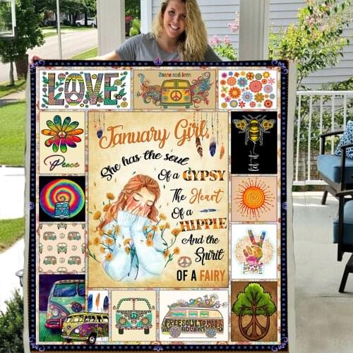 Girl With Soul Of A Gypsy Heart Of A Hippie Spirit Of A Fairy Soft Throw Plush Sherpa Fleece Blanket